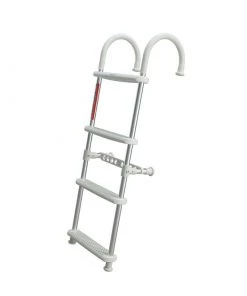 WEST MARINE 4-Step Gunwale-Mount Boarding Ladder, 7" Hook, White Steps