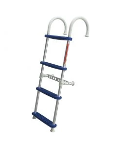 WEST MARINE 4-Step Gunwale-Mount Boarding Ladder, 11" Hook, Blue Steps